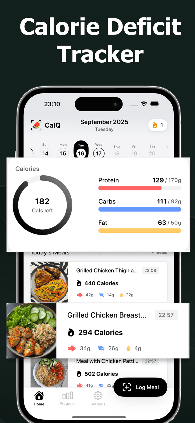 CalMeal app screenshot showing nutrition breakdown